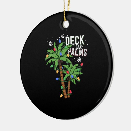 Het palmpalm Tropical Hawaii-kerstpalm decimeert Keramisch Ornament (Links)