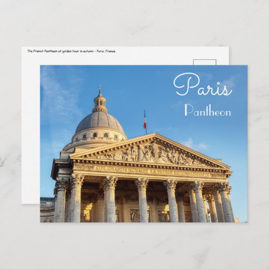 Het Pantheon in Parijs, Frankrijk Briefkaart (Voorkant / Achterkant)