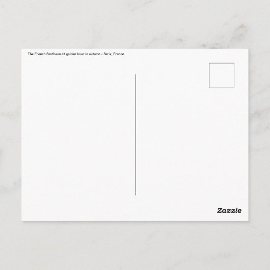 Het Pantheon in Parijs, Frankrijk Briefkaart (Achterkant)