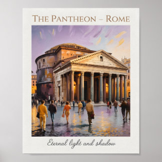 Het Pantheon Rome Italië Aquarel Vintage Reis Poster