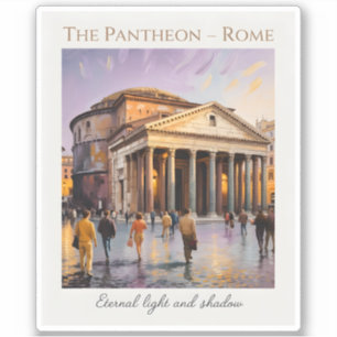 Het Pantheon Rome Italië Aquarel Vintage Reis Sticker