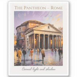 Het Pantheon Rome Italië Aquarel Vintage Reis Sticker