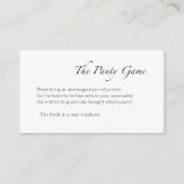 Het Panty Spel | Zwart-wit Vrijgezellenfeest Informatiekaartje (Voorkant)