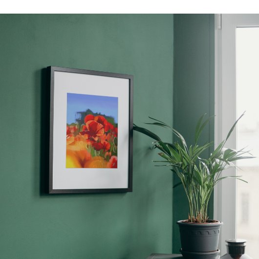 Het papaverhuis - olieverfschilderij foto afdruk