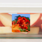 Het papaverhuis - olieverfschilderij labels (Aangebracht)