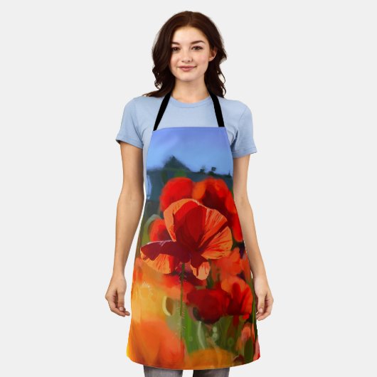 Het papaverhuis - olieverfschilderij schort (Gedragen)