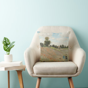 Het papaverveld bij Argenteuil door Claude Monet Kussen