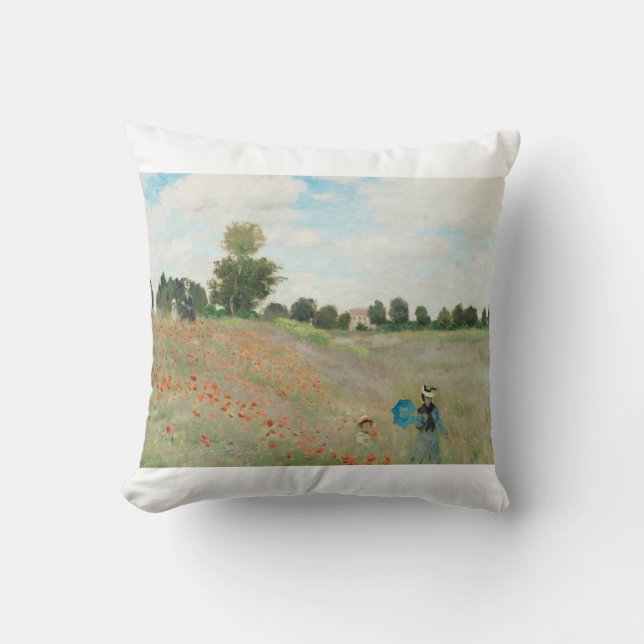 Het papaverveld bij Argenteuil door Claude Monet Kussen (Voorkant)