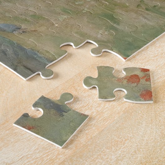 Het papaverveld bij Argenteuil door Claude Monet Legpuzzel (Zijkant)