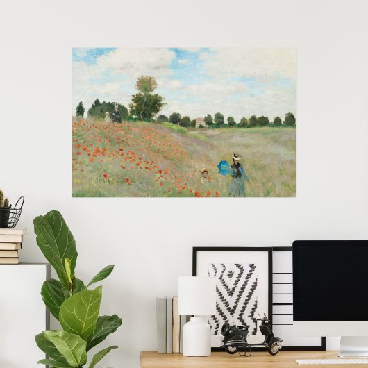 Het papaverveld bij Argenteuil door Claude Monet Poster (Thuiskantoor)