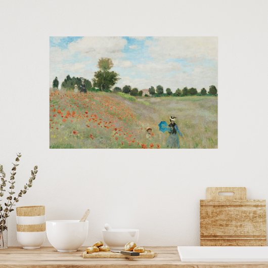 Het papaverveld bij Argenteuil door Claude Monet Poster (Keuken)