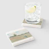 Het papaverveld bij Argenteuil door Claude Monet Stenen Onderzetter (Zijkant)