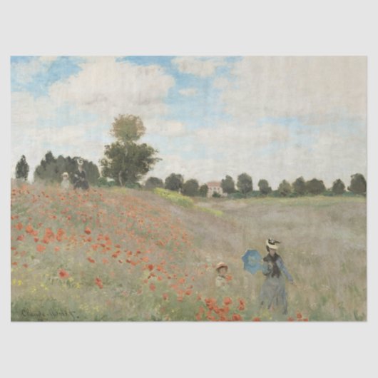 Het papaverveld bij Argenteuil door Claude Monet Tissuepapier (Voorkant)