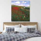 Het papaverveld canvas afdruk (Insitu (Slaapkamer))