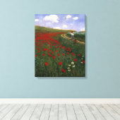Het papaverveld canvas afdruk (Insitu (Houten vloer))