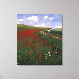 Het papaverveld canvas afdruk