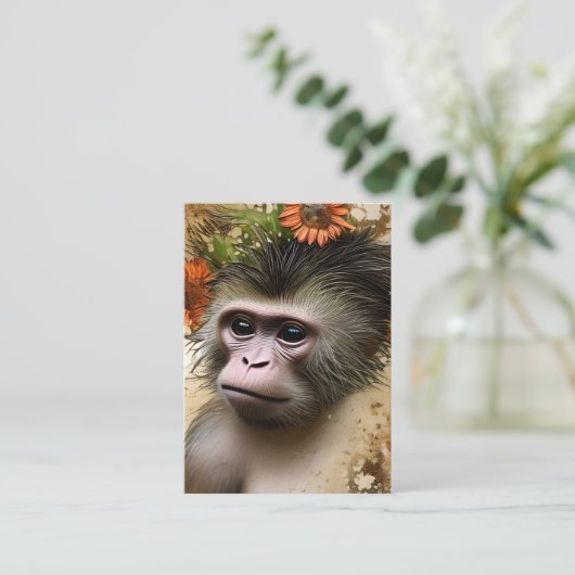 Het papier is getextureerd look aap visitekaartje (Staand voorkant)