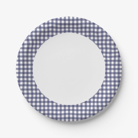 Het papieren bord Navy Blue Gingham patroon person (Voorkant)