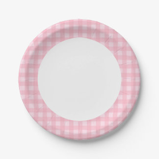 Het papieren bord roze gingham patroon personalise