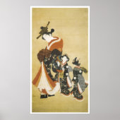 Het paraderen Courtesan met Bediende, Stijl van Mo Poster (Voorkant)