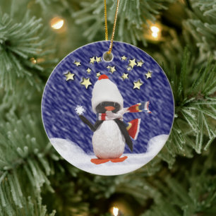 Het Paradijs van Kerstmis van de pinguïn Keramisch Ornament