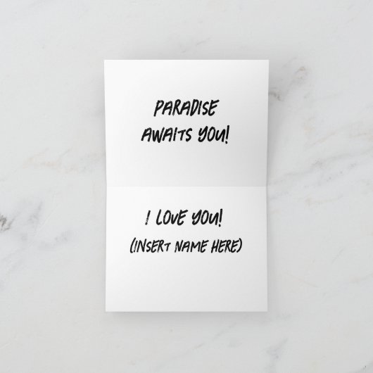 Het paradijs wacht u groet kaart (Binnen)