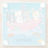 Het paraplu avontuur met schattige Felines Glazen Onderzetter (Achterkant)