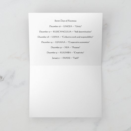 Het "parelhoen werd" los kaart Kwanzaa (Binnen)