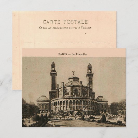 Het Parijs-paleis van het briefkaart van Trocadero (Voorkant / Achterkant)