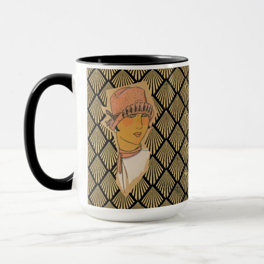 Het Parijse Flapper & Gold Art Deco-patroon Mok (Links)