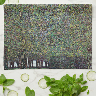 Het park van Gustav Klimt, Vintage Art Nouveau Theedoek