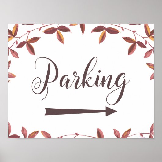 Het parkeren Juiste Pijl Teken Rustic Autumn Wedde Poster (Voorkant)