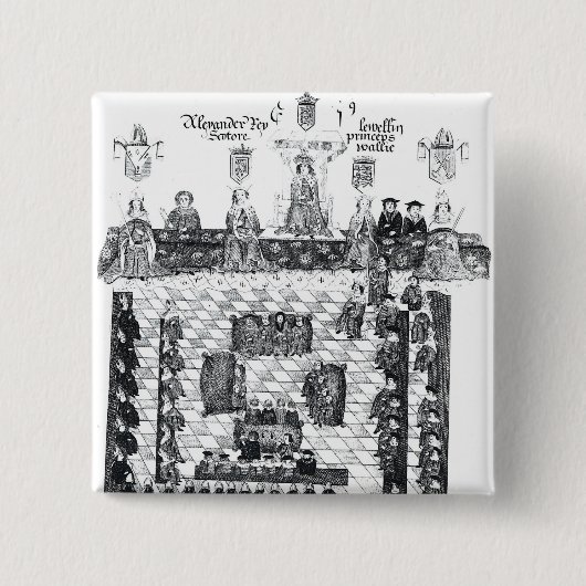 Het Parlement van Edward I Vierkante Button 5,1 Cm (Voorkant)