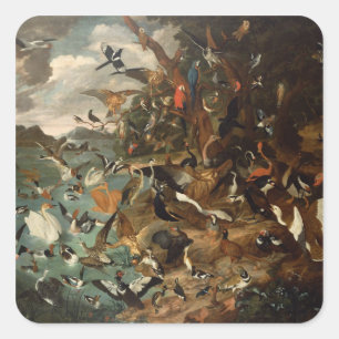 Het parlement van vogels vierkante sticker