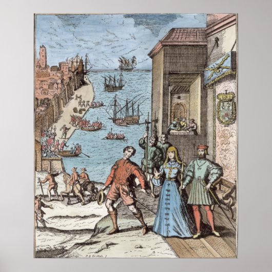 Het parteren van Columbus met Ferdinand en Poster (Voorkant)