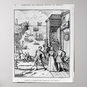 Het parteren van Columbus met Ferdinand en Poster