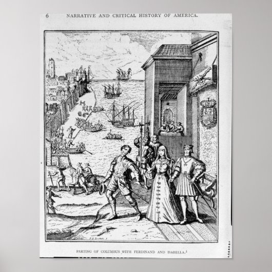 Het parteren van Columbus met Ferdinand en Poster (Voorkant)
