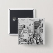 Het parteren van Columbus met Ferdinand en Vierkante Button 5,1 Cm (Voorkant /achterkant)