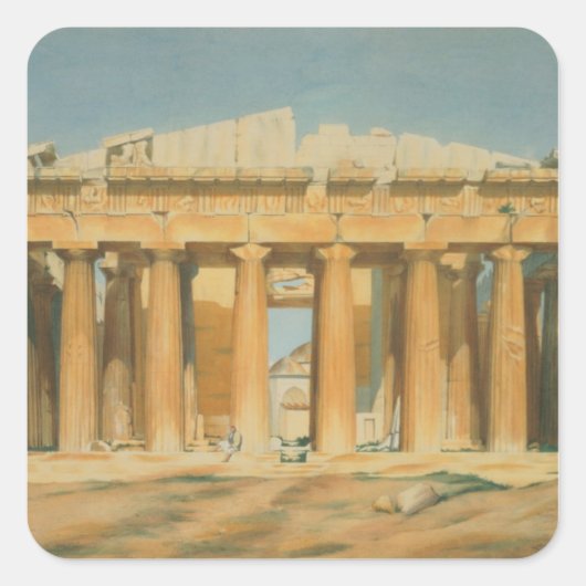 Het Parthenon, Athene, 1810-37 Vierkante Sticker (Voorkant)