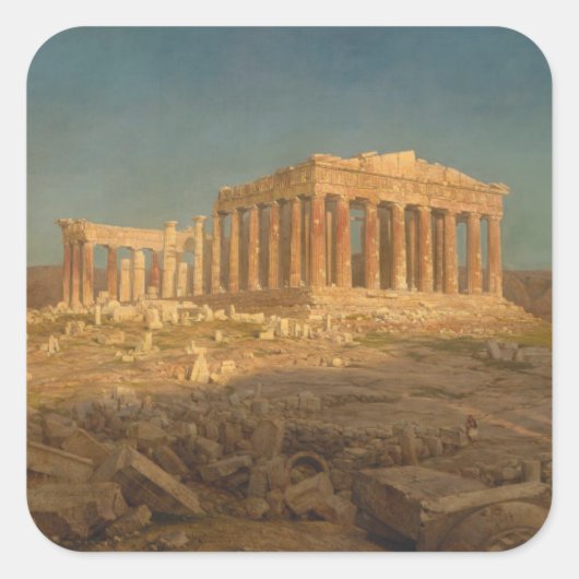 Het Parthenon Vierkante Sticker (Voorkant)