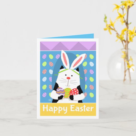 Het Pasen Kitty Konijn! Kaart (Gele Bloem)