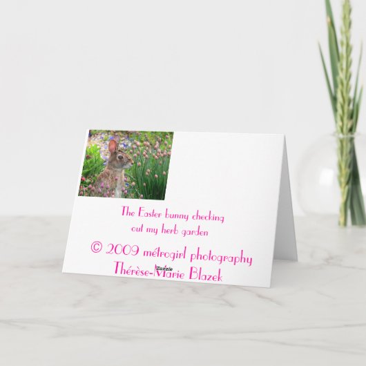 het Pasen konijntje Feestdagen Kaart (Achterkant)