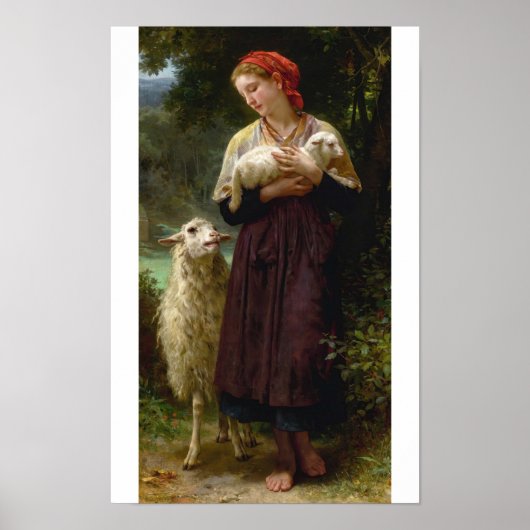 Het pasgeboren lam door William Bouguereau Poster (Voorkant)