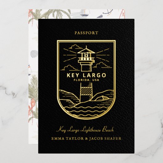 Het paspoort van de Bestemmingsweddenschap sparen  Folie Uitnodiging (Voorkant / Achterkant)