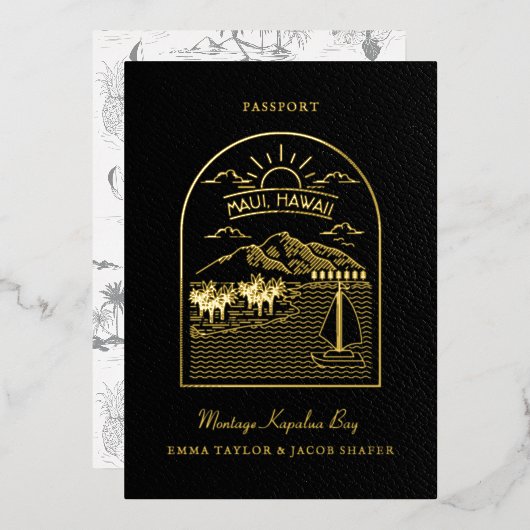 Het paspoort van de Bestemmingsweddenschap sparen Folie Uitnodiging (Voorkant / Achterkant)