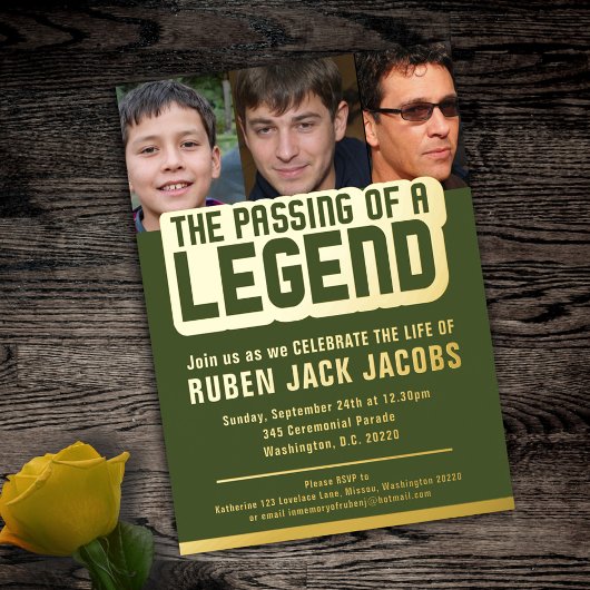 Het passeren van de legendarische begrafenis van h folie uitnodiging