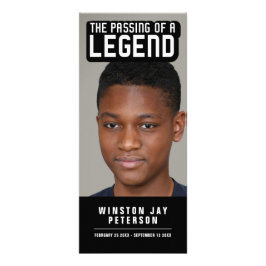 Het passeren van de legende moderne monument zwart reclamekaart