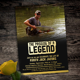 Het passeren van een legendarische begrafenis blau folie uitnodiging