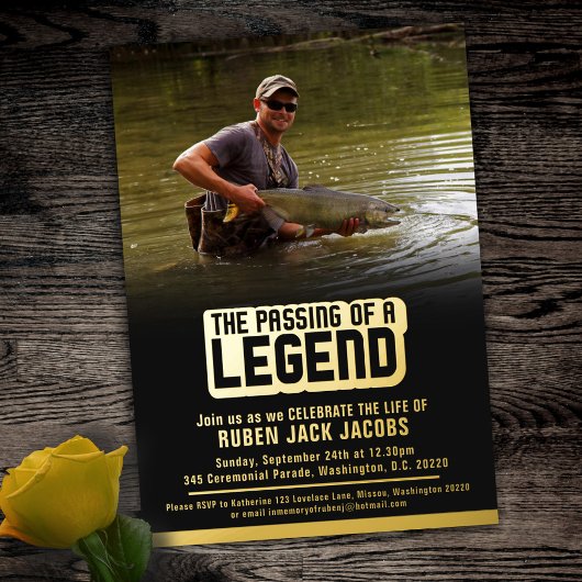 Het passeren van een legendarische begrafenis blau folie uitnodiging