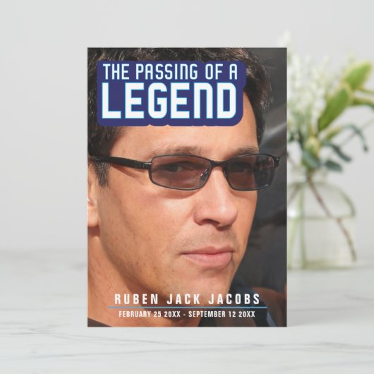 Het passeren van een legendarische begrafenisfoto aankondiging (Staand voorkant)